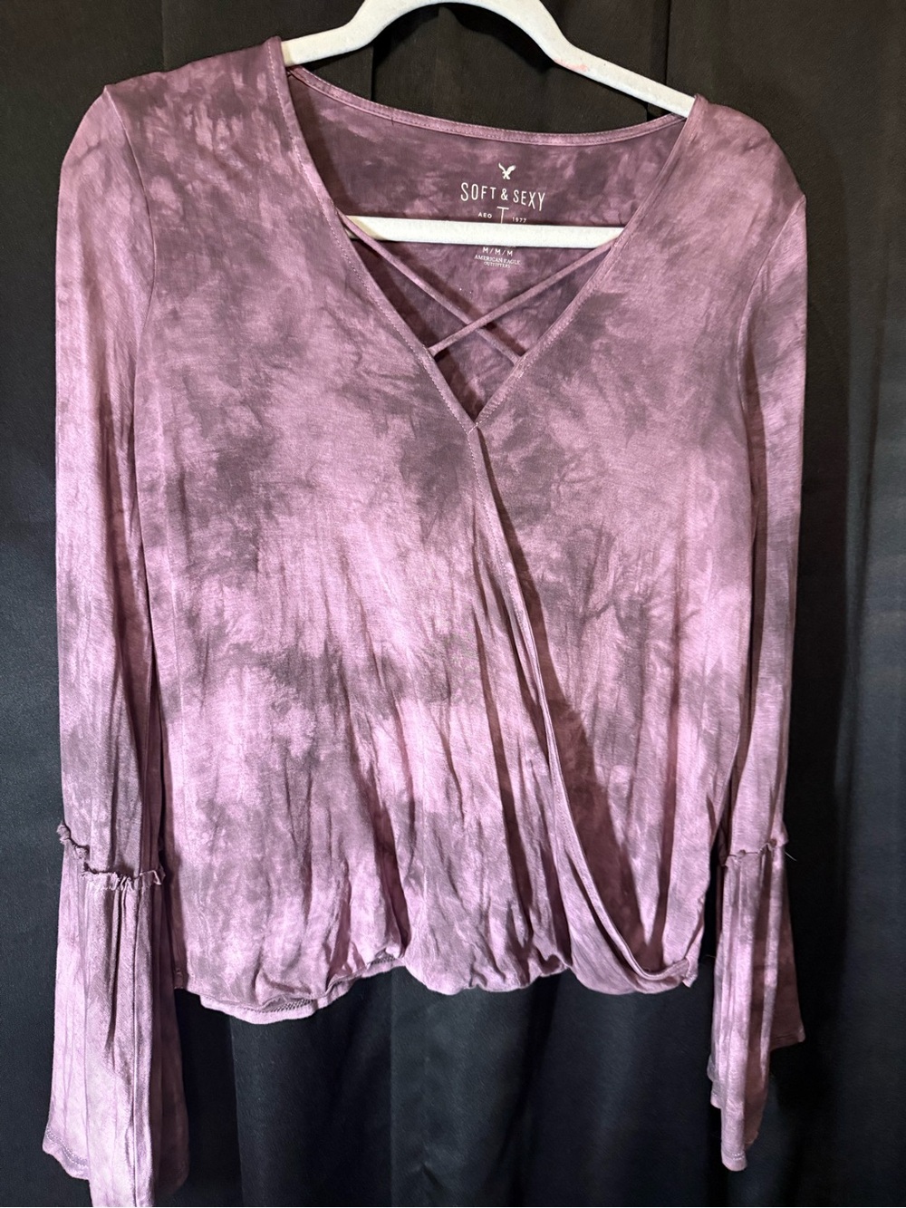 Purple Tie-Dye Crisscross Wrap Soft & Sexy Top